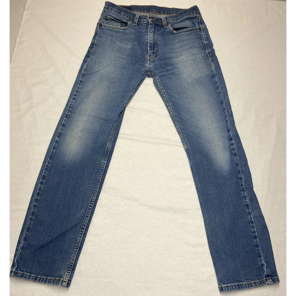 Levis Mens Blue 505 Regular Fit Straight Leg Denim Jeans - Size 32x32